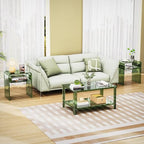 Clear Acrylic End Table 2-Tier Bedside Nightstand for Living Room Bedroom (1, Green) - color: Green