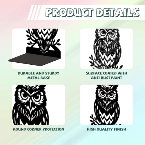 Peacoblue Metal Bookends for Shelves, Modern Decorative Heavy Duty Study Book Ends Stoppers for Office, Desk, Shelf, Room 5.3"x4.3"x7.9" Cast Iron Simple Tall Bookends 1 Pair (Owl on Tree Branch) - style: Owl on Tree Branch