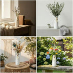 6 Pack 8 Inch Ceramic Vase Set with Jute Rope & Heart Charm, Vases for Centerpiece White Small Decorative Vase for Bohemian Home Decoration Modern Flower Vases for Gift Room Bedroom Office