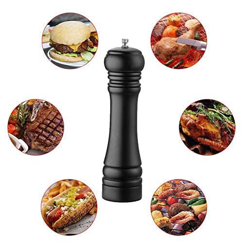 Wooden Pepper Mill Black Pepper Grinder Kit Manual Mills Solid with Strong Adjustable Ceramic Grinders Set 8 Inches - color: E Black Wooden Pepper Mill