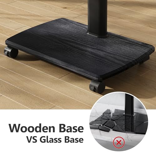 FITUEYES Rolling TV Stand with Power Outlets, Swivel Portable TV Stand for 32-70 Inch LCD LED OLED Flat/Curved Panel Screen TVs, Height Adjustable&Wood Base, Mobile TV Cart with 2 Shelves, Black - color: Black, style: With Wheels & Power Strip