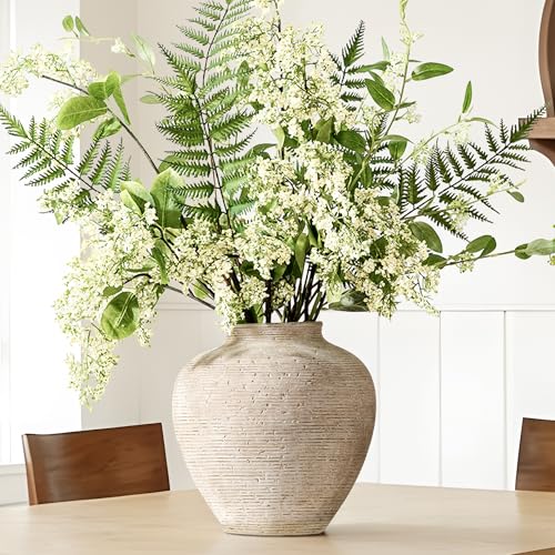 Vanselia Ceramic Flower Vase Home Decor - Large Tall Farmhouse Table Vases Rustic Vintage Living Room Kitchen Bedroom Decorations for House Book Shelf Office Coffee Desk Dining Fireplace (10" Retro) - color: Retro-10"