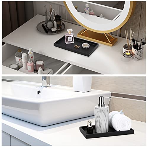 Emibele Black Tray for Bathroom, Resin Countertop Vanity Tray Jewelry Storage Dresser Tray Kitchen Toilet Tank Tray Organizer for Candle Plant Perfume Shampoo Towel Home Decor, Medium, Matte Black - color: Matte Black, size: 10" x 6.1" x 0.8"