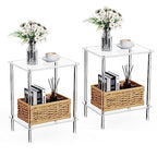 Clear Acrylic Side Table Set of 2, 2-Tier End Table for Living Room, Small Modern Bedside Tables Nightstand for Bedroom, Home Decor Accent Table, 15.7" L x 11.8" W x 19.82" H - size: 2 Tier 2-Pack