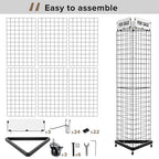 Triangular Grid Wall Panels for Vendor Booth - Gridwall Display Stand with Accessory 24 Hooks, 1 Set Display Racks for Vendor Events (Black)