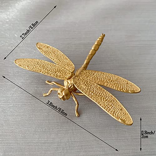 Gold Dragonfly Sculpture Solid Metal Insect Ornament Mini Insect Figurine for Home Office Garden Desktop Decor (Dragonfly) - style: Dragonfly