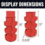 Rotating Display Stand, 3 Tier Wooden Organizer, 4-Sided Display Rack, 360 degree Spinning Multi-Pocket Tabletop Display Stand for Coasters, Stickers, Retail, Showcase, Tradeshow, 17”H, Red - style: RED