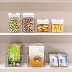 Vtopmart 2 Pack Food Storage Organizer Bins, Clear Plastic Bins for Pantry, Kitchen, Fridge, Cabinet Organization and Storage, 4 Compartment Holder Packets, Snacks, Pouches, Spice Packets - style: 2 Pack
