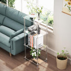 Clear Acrylic Side Table, 15.7" L x 11.8" W x 38.7" H, 4-Tier End Table for Living Room, Small Modern Bedside Tables Nightstand for Bedroom, Home Decor Accent Table JJ0011-01 - size: 4 Tier 1-Pack