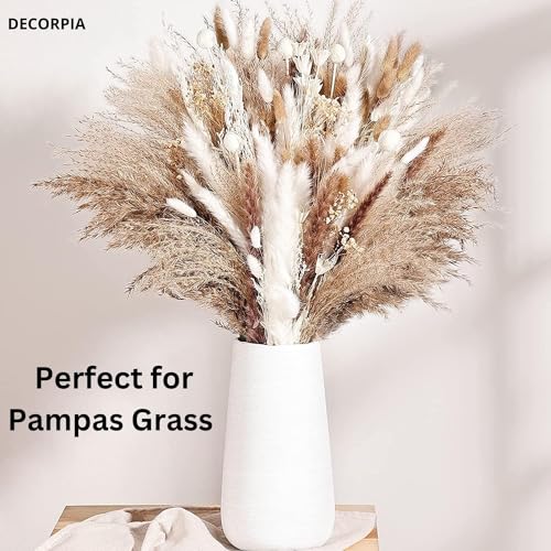 12 Inch Tall Premium Quality Ceramic Vase | Flower Vase for Home Decor | Farmhouse Decor, Desk Decor, Modern Decor, Aesthetic Room Decor, White Vase for Bohemian Decor, Pampas Vase, White - color: White, size: Extra Large (12 inches)