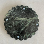 Travertine Marble Scalloped Tray Round Wave Tray Small Serving Platter for Counter, Bathroom, Kitchen, Nightstand, Jewelry Ring Dish Holder (White Dark Green) - color: White Dark Green
