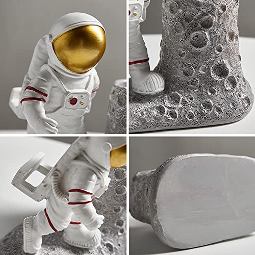 BUTILIVEEN Astronaut Pen Pencil Holder with Phone Stand, Resin Spaceman Pen Container Cell Phone Stand for home Office Desktop Decoration, Gifts for Space Lovers, Gifts for Christmas - style: Phone Pen Holder