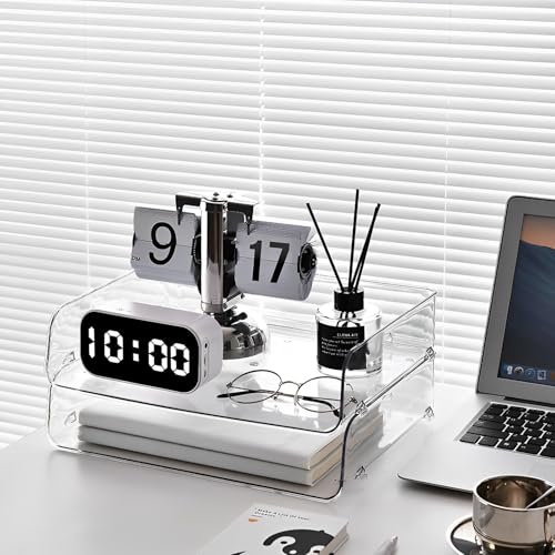 Gagee Set of 2 Office Organization and Storage, Clear PET Letter Tray Desk Organizer, Stackable Document Organizer for Notes, Pens, File Paper, Desk - size: 2 Horizontal
