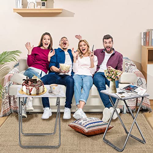 Garden 4 you Tv Trays, Folding Tray Table, Dinner Tray Table with No Assembly Required&Sturdy, Foldable Snack Eating Trays Table for Living Room, 15 x 18.9 x 26 in(White Marble,1PC) - color: White Marble, size: 1pc