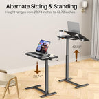 Overbed Bedside Table with Wheels,Tiltable Hospital Bed Table, Pneumatic Adjustable Overbed Table, Rolling Laptop Desk, Mobile Standing Desk for Bed, Couch, or Hospital Use - color: Black