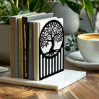 Peacoblue Metal Bookends for Shelves, Modern Decorative Heavy Duty Study Book Ends Stoppers for Office, Desk, Shelf, Room 5.3"x4.3"x7.9" Cast Iron Simple Tall Bookends 1 Pair (Tree of Life Pattern) - style: Tree Of Life Pattern