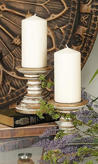 Deco 79 Mango Wood Solid Candle Holder, Set of 2 6"H, 5"W, Brown