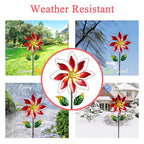 Wind Spinner Outdoor,14’’ Dia Red Flower Shape Garden Pinwheels Spinners,Waterproof Windmill for Yard Lawn Patio Decor - size: 14'' Red