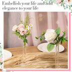 6 Pcs Cylinder Bud Vases for Centerpieces, 7.9" Acrylic Clear Small Tall Slim Flower Vases for Single Rose, Home Aesthetic Wedding Table Decorations for Party Desk Decor