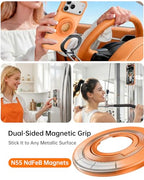 SYNCWIRE Magnetic Phone Ring Holder for MagSafe, 360° Rotation Cell Phone Grip Stand Finger Ring Kickstand Two-Sided Magnet Compatible with iPhone 17 Pro Max 16 15 14 13 12 MagSafe Accessories - color: Single Ring-1PCS-Cosmic Orange