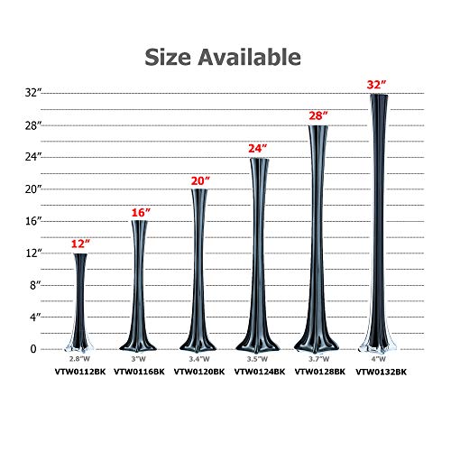 WGV Eiffel Tower Vase Bulk, Open 1", Height 16", (Multiple Sizes Choices) Black Glass Floral Container with Sturdy Base, Flower Centerpiece for Wedding Event Home Decor, Arts Crafts, 12 Pieces - color: Black (1 Case), size: 16"H