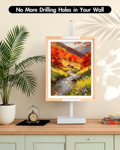 Rofio Adjustable Tabletop Easel Stand, Picture Easel Stand up to 17” H, Metal Picture Frame Holder for Artwork, Photo, Signs & Certificates (White) - color: White
