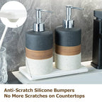 Ceramic Dish Soap Dispensers Set(2 Pack), Hand, Dish, Shower Soap Dispenser for Kitchen Sink & Bathroom, Includes Stainless Steel Pump, Silicone Funnel & Diatomaceous Holder, Black - color: Black and White, size: 2xSoap Dispenser Set with Tray