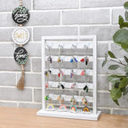 Ikee Design 5 Tiers Free Assemble Wooden Jewelry Display Rack with 20 Removable Metal Hooks,Earring Card Display Stand,Jewelry Organizer,Bracelet Organizer,Keychain Display Stand,Wash White - color: 7) Wash White w/White Hook