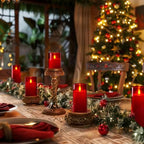 Homemory Christmas Red Flickering Flameless Candles, Battery Operated Acrylic LED Pillar Candles with Remote Control and Timer, Set of 9 - color: Red, 9Pack