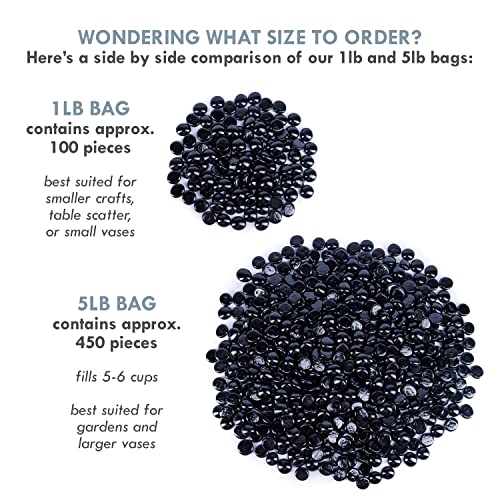 Galashield Flat Glass Marbles for Vases Black Stone Glass Gems Beads Pebbles Vase Filler (1 LB, Approx. 105 PCS) - color: Black, size: 1 LB