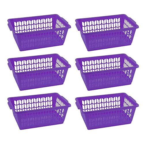 YBM HOME Plastic Perforated Storage Basket Bin Office Drawer, Shelf Desktop Countertop Tray Organizer 32-1188 (6, Purple) - color: Purple, size: Pack of 6