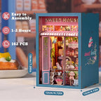 Book Nook Kit, Book Nook Kits for Adults DIY Booknook Model Build, DIY 3D Wooden Puzzle Bookend Booknook Bookshelf Insert Miniature Dollhouse Kit for Home Decoration - style: Sweet House