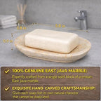 Creative Home Natural Champagne Marble Bullet Collection Bar Soap Dish Soap Tray Holder Bathroom Vanity Countertop Organizer, 5.8 x 3.8 x 0.9 H Inch, Beige