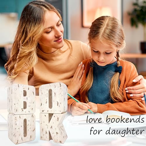 Book Ends Decorative, Book Design, Modern Bookends for Shelves, Non-Skid Heavy Duty Resin Book Stopper for Books, Resin, 1Pair