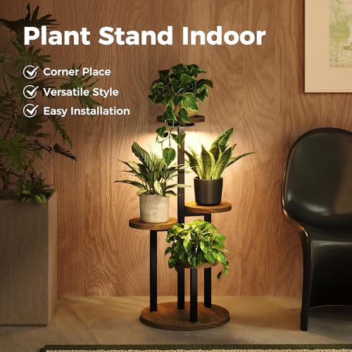 Bamworld Plant Stand with Grow Lights Indoor Plant Stand Tall Metal Wood Plant Shelf Outdoor Corner Plant Stands Indoor Plant Table Rack 5 Tier Tier Plant Stand Garden Accessories for Living Room Balcony Patio - size: 4 Tier Plus