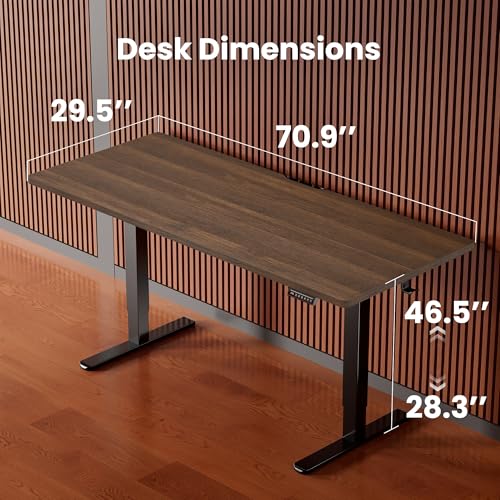 ErGear Height Adjustable Electric Standing Desk, 71 x 30 Inches Sit Stand up Desk, Memory Computer Home Office Desk, Dark Walnut - color: Dark Walnut, size: 70.9 X 29.5 Inches