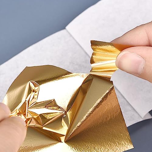 400 Pcs Imitation Rose Silver Gold Leaf Sheets for Resin, Gold Foils Sheets Paper Nail Foil for Paint, Resin, Nails, Jewelry, Arts, Gilding Crafting, Decoration, Sculpture, Furniture