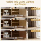 Modern 86in TV Stand for Living Room, Fluted Design Entertainment Center with Adjustable Shelves,Media TV Console Table with Storage for Bedroom,Nature - color: Natural