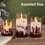 Eywamage Christmas Flameless Pillar Candles with Remote, Red Buffalo Plaid Table Decor, Flickering LED Pillar Candles Set of 3 - color: Red Buffalo Plaid