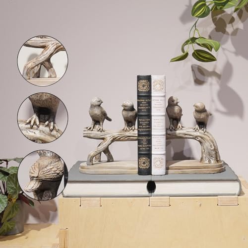 Decorative-Bookends Birds Book-Ends Heavy Duty - Unique Book Ends to Hold Books Heavy Duty Antique Book Stoppers for Shelf Office Desk Books Stand Organizer 2.3 LBS 4.75 * 4 * 6 in Newman House Studio - color: Bird