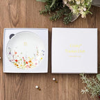Crisky Initial Jewelry Tray Ring Dish & Gift Box, Ceramic Flower Trinket Dish for Rings Earrings Necklaces Keys, Bridal Shower Engagement Birthday Gift for Women, Friends 4.57" (Gold Foil N - style: Initial N