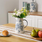 Ceramic Pitcher Vase, Blue and White Jug for Home Decor, Chinoiserie Vase Decor, Decorative Pitcher with Handle