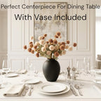 Artificial Flowers with Vase for Home Decor - Faux Mum Flower Arrangement Centerpiece, 12 Stems Beige and Brown Silk Flowers in Black Iron Vase for Dining Table Living Room Office Bedroom - size: Beige/Brown in vase