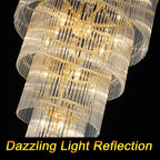 Large Gold Glass Chandelier, 5-Tier Modern Chandelier Light Fixture for High Ceiling Foyer Entryway Luxury Staircase Living Room Golden H49 D27.5 - size: Long Gold (27.5" x 49")