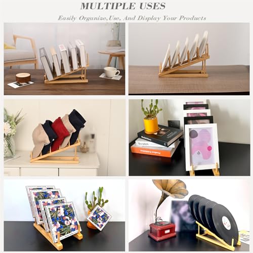 Plate Stands For Display,Wooden Plate Racks Dish Stand Holder, 5-Tier Display Stands For Tabletop Book, Art Print, Puzzle, Cutting Board Kitchen Cabinet Organizer - color: 1Pack