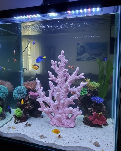 Lifelike Coral Reef Sculpture Statue - Handmade Resin Ocean Decor for Aquarium, Desk, Bathroom, Shelf - Coastal Beach Nautical Theme Gift for Home & Office - color: Pink