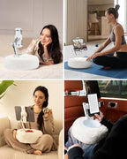 Viozon Tablet Stand Pillow, Compatible with 4.7"-13" Phone/Tablet, iPad, iPhone, Samsung, Google, Kindle, 360°Adjustable Phone Holder for Bed with Soft Plush Fabric, and Detachable Bowl, White - color: White