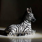 Zebra Table Sculpture - Resin Zebra Figurine - Black, White - African Safari Zebra Collectible for Bedroom, Living Room, Office, Bookshelf, Mantel, Entryway, Foyer, Nursery -5.9inch L x 3.54inch H