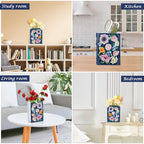Uiifan Book Shaped Small Flower Vase Decorative Ceramic Vases Cute Home Decor for Bookshelf Dining Table Desk Office Home Decor Unique Vase for Book Lovers (Retro Flowers)
