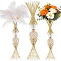 VIJIV Gold Vase for Wedding Centerpieces Table, 24" Tall Luxury Hourglass Metal Trumpet Vase for Flower Arrangement & Ostrich Feathers Holder, Perfect for Wedding Galas, Anniversary & Formal Events - size: Tall-23.7IN